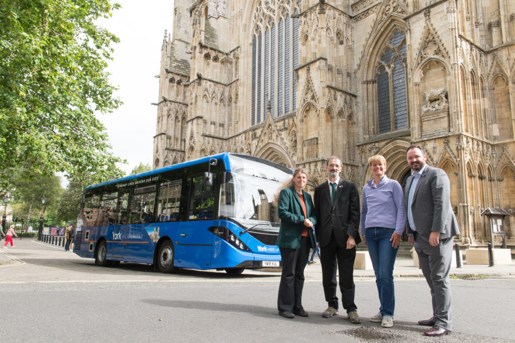 Rachael Maskell MP, Cllr Andy D’Agorne, Executive Member for Transport, Cllr Paula Widdowson, Executive Member for Environment and Alex Hornby, Chief Executive of Transdev Blazefield. 